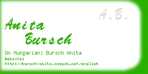 anita bursch business card